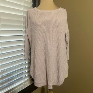 Express Soft Blush Pink Crew Neck Sweater 3/4 Sleeves